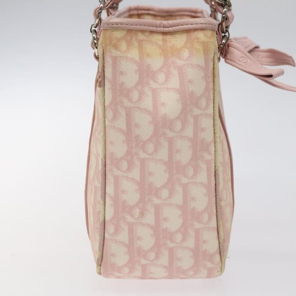 Christian Dior Trotter Canvas Romantic Chain Bag PVC Pink Silver Auth - Picture 5 of 16